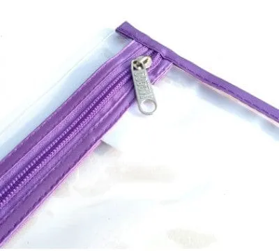 Meeco A4 Book Bag Clear Pvc With Zip Violet