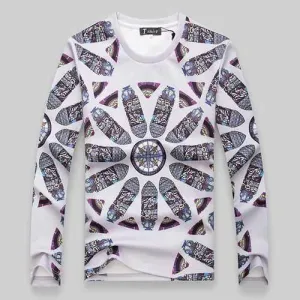 Mens Slim Fit Compass Printing O-Neck Sweatshirt