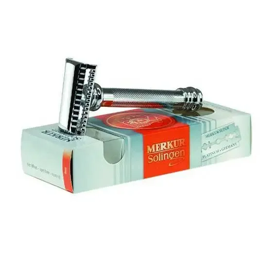 Merkur 37C Double Edge Safety Razor Slant Cut Extra Thick Handle Chrome