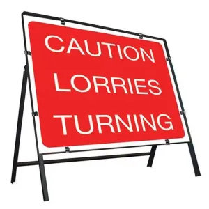 Metal Road Sign Caution Lorries Turning