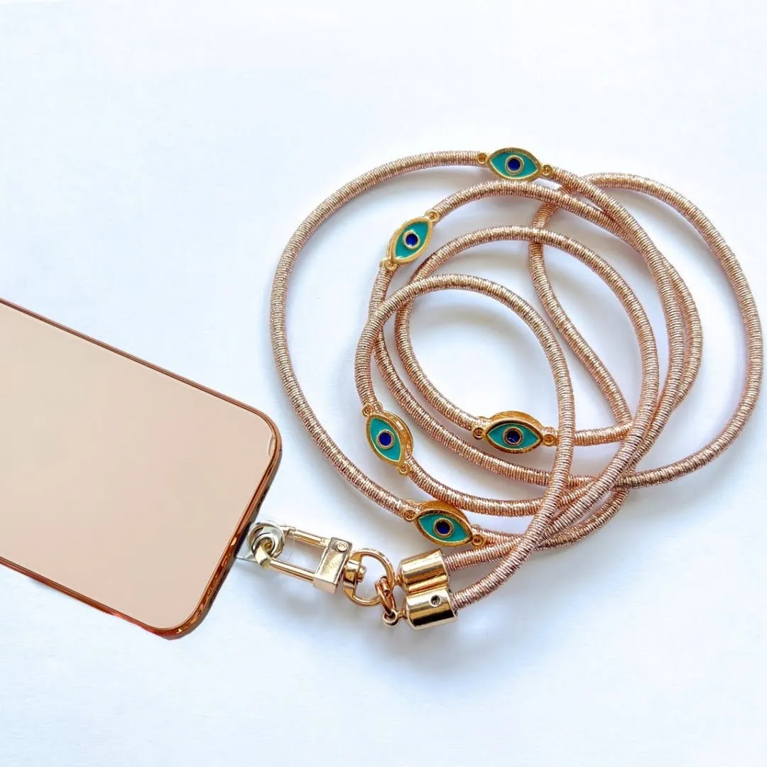Metallic Crossbody Lanyard- Rose Gold