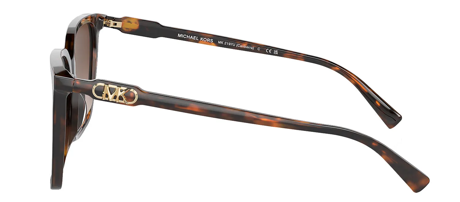 Michael Kors CANBERRA MK 2197U 300613 Square Plastic Tortoise Sunglasses with Brown Gradient Lens