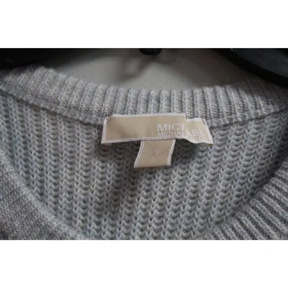 Michael Kors Open Shoulder Light Blue Sweater with Merino Wool Size S