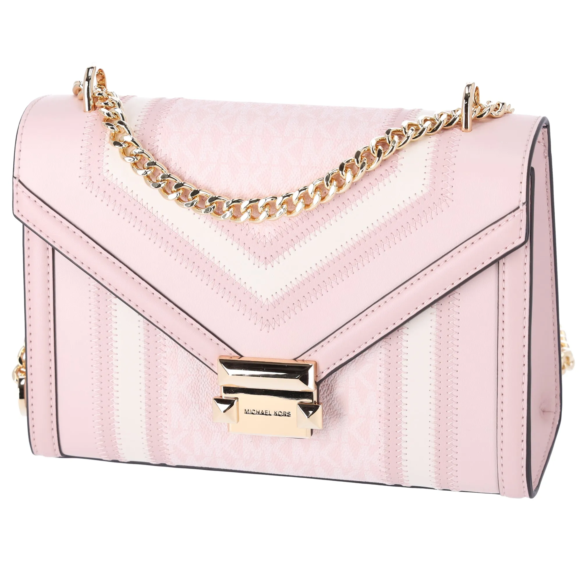 Michael Kors Whitney Medium Flap Shoulder Bag Powder Blush Pink Multi