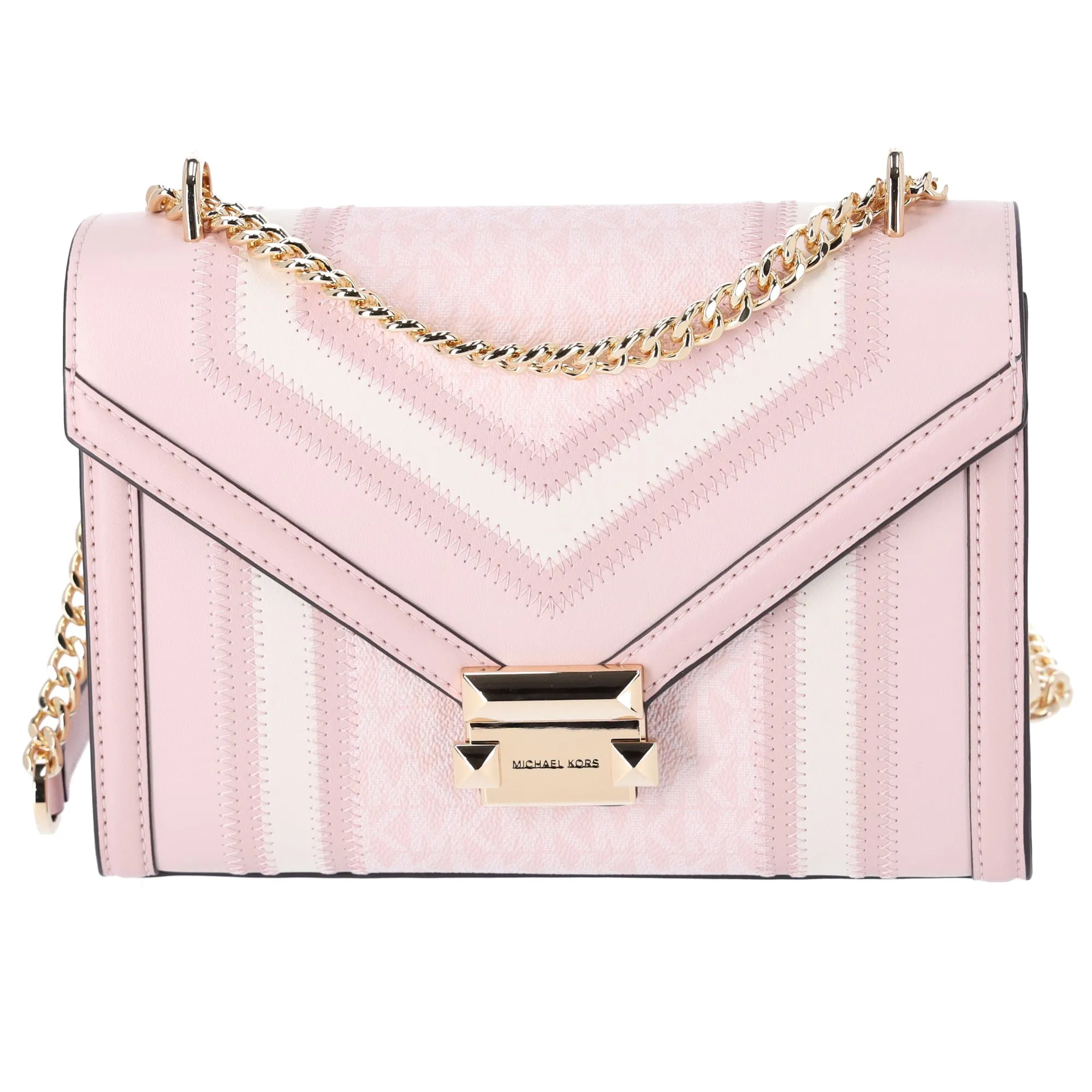 Michael Kors Whitney Medium Flap Shoulder Bag Powder Blush Pink Multi