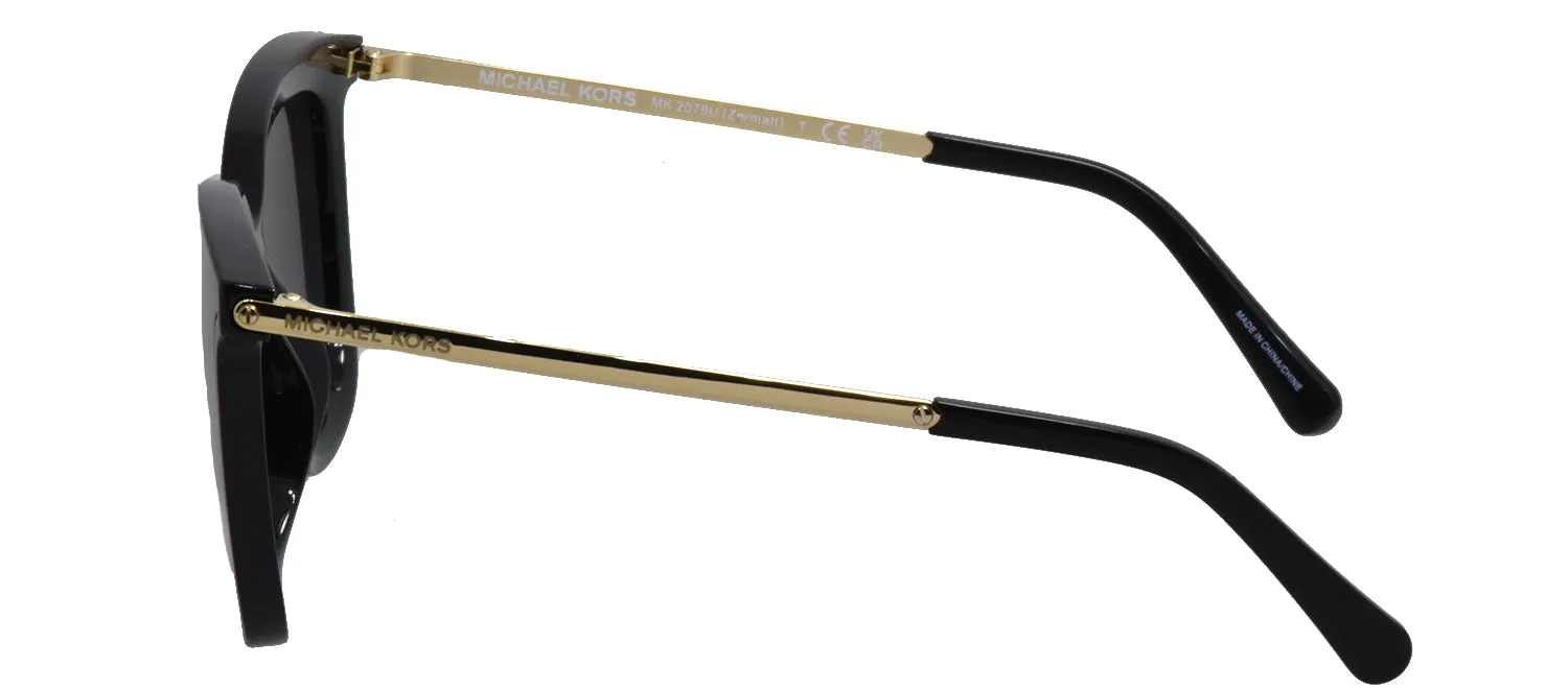 Michael Kors ZERMATT MK 2079U 333282 Square Plastic Black Sunglasses with Silver Mirror Lens