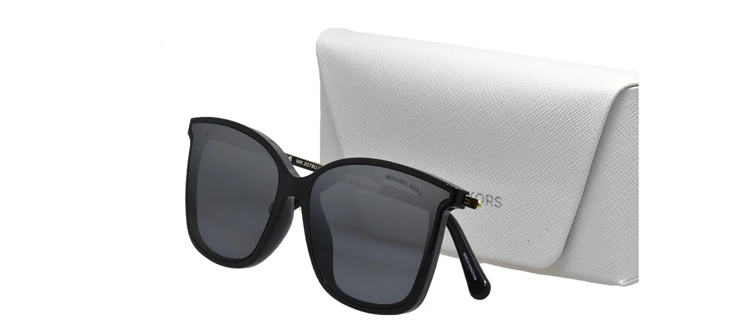 Michael Kors ZERMATT MK 2079U 333282 Square Plastic Black Sunglasses with Silver Mirror Lens