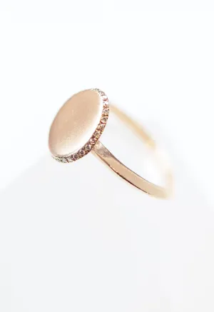 Micro Pave Edge Engraved Oval Shape Ring