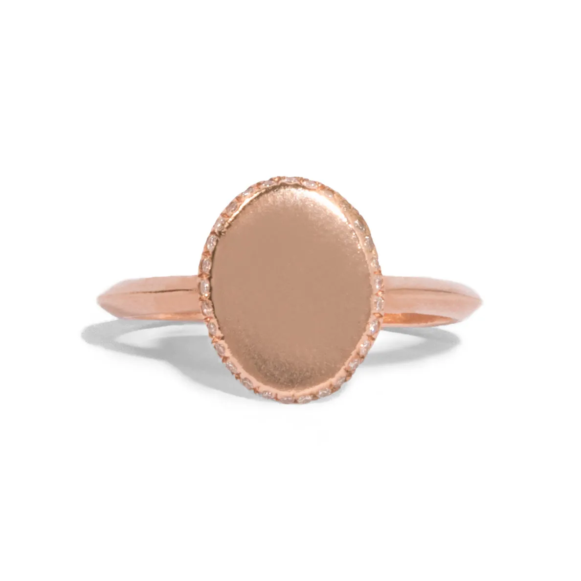 Micro Pave Edge Engraved Oval Shape Ring