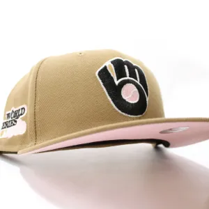 Milwaukee Brewers 1982 World Series New Era 59Fifty Fitted Hat (Glow in the Dark Khaki Pink Under Brim)