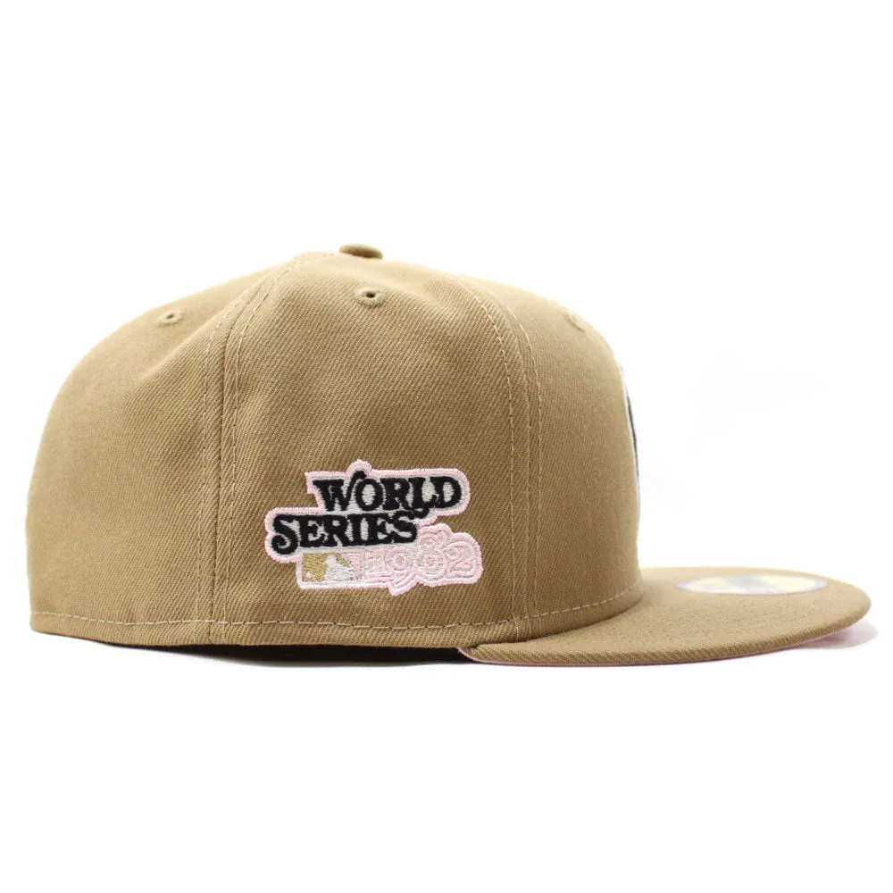 Milwaukee Brewers 1982 World Series New Era 59Fifty Fitted Hat (Glow in the Dark Khaki Pink Under Brim)