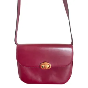 MINT. Vintage Celine wine red leather shoulder bag, clutch purse with wine and golden logo. Perfect elegance for your daily use. 050215ya1