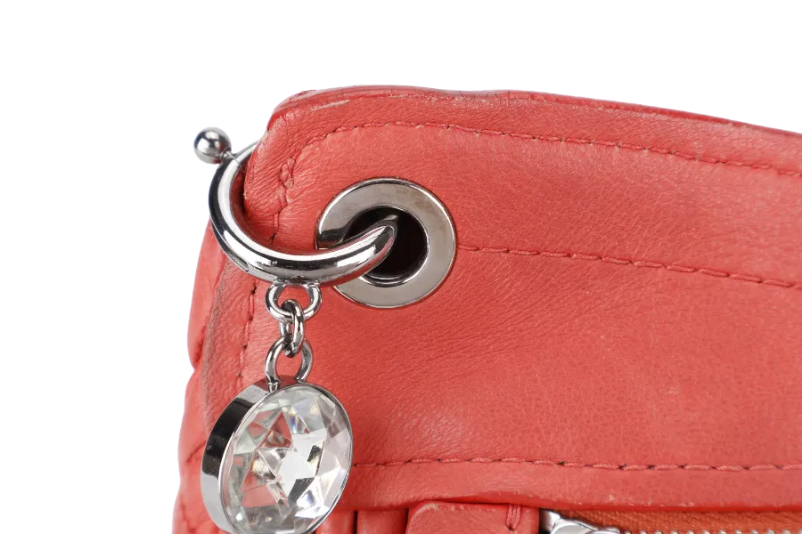 MIU MIU TURN LOCK CRYSTAL CROSSBODY BAG MEDIUM PINK LEATHER SILVER HARDWARE NO DUST COVER