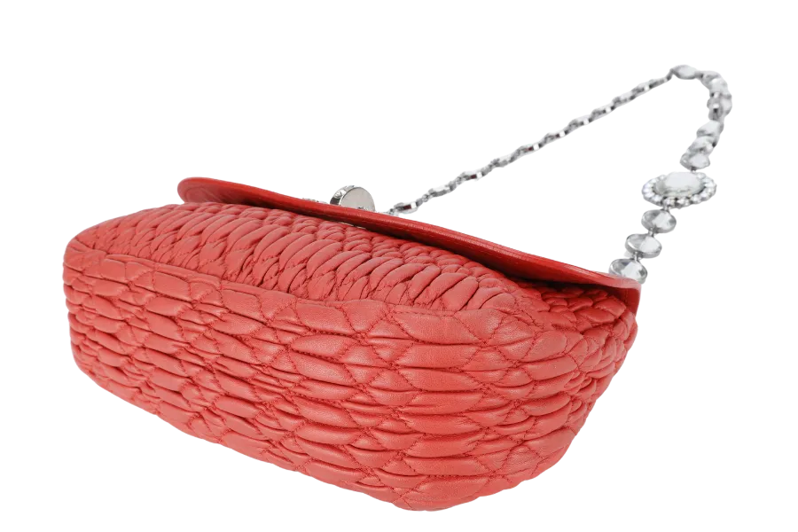MIU MIU TURN LOCK CRYSTAL CROSSBODY BAG MEDIUM PINK LEATHER SILVER HARDWARE NO DUST COVER