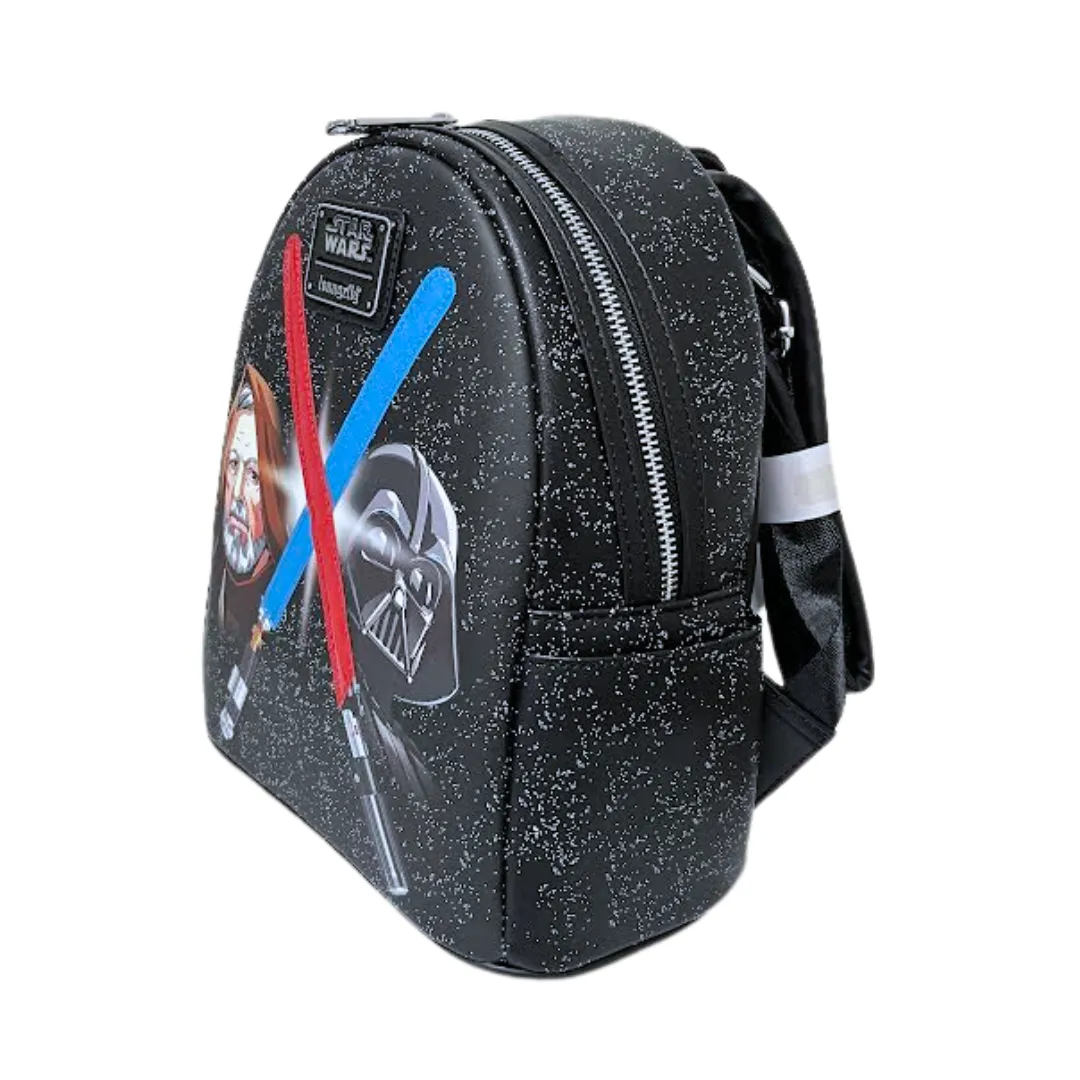 Modern Pinup Exclusive Loungefly Star Wars Darth Vader and Obi-Wan Light Up Lightsaber Mini Backpack
