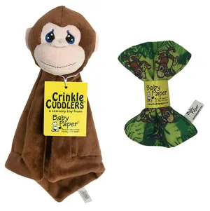 Monkey Crinkle Cuddler with Matching Baby Paper Gift Set