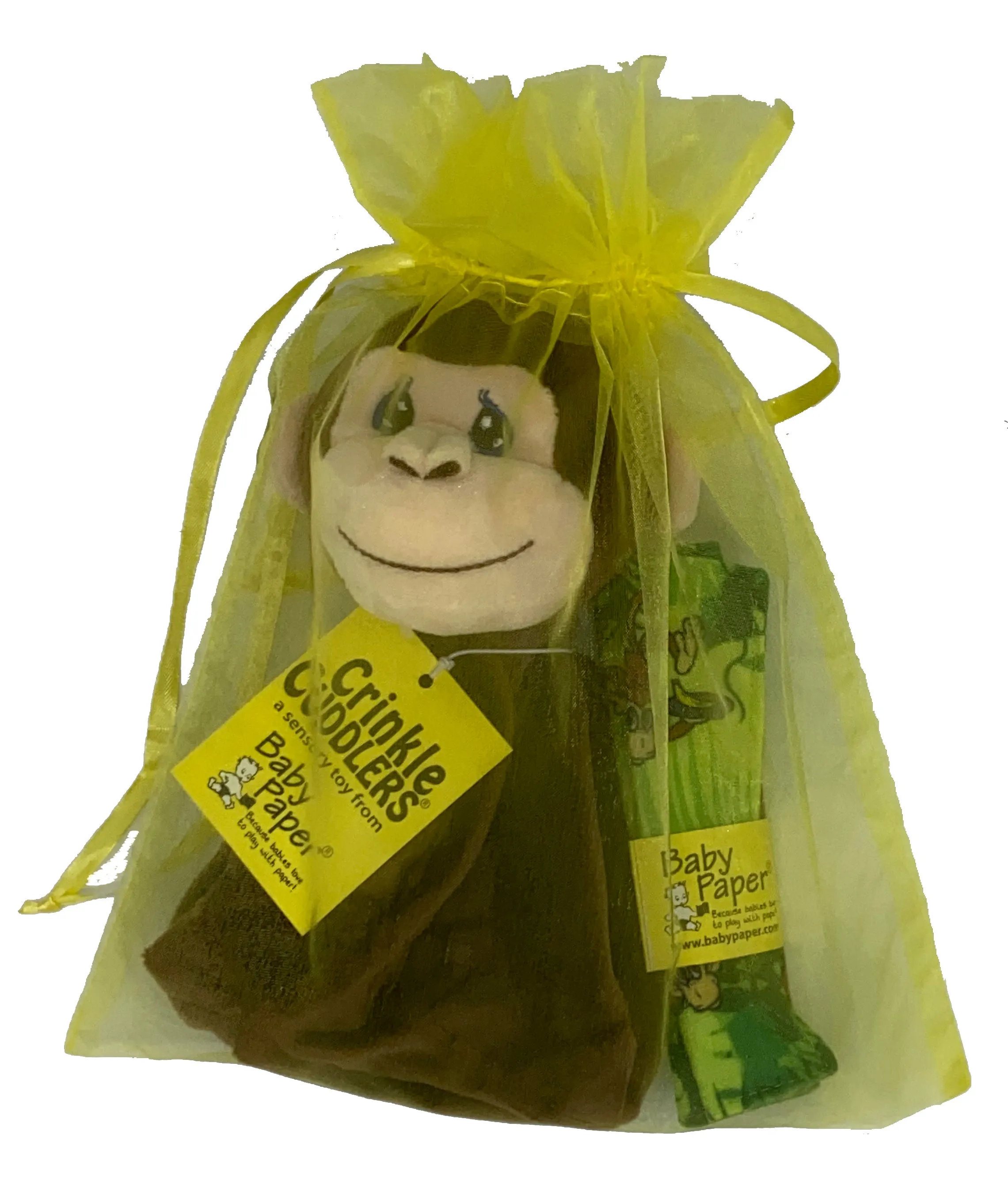 Monkey Crinkle Cuddler with Matching Baby Paper Gift Set