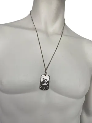 Monogram Locket Necklace Dog Tag