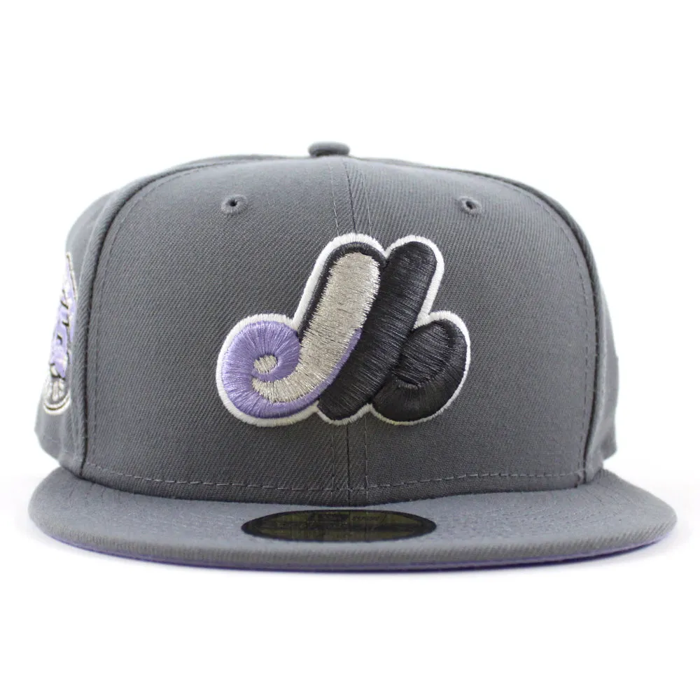 Montreal Expos 35th Anniversary New Era Fitted 59Fifty Hat (GITD Storm Gray Lavender Under Brim)