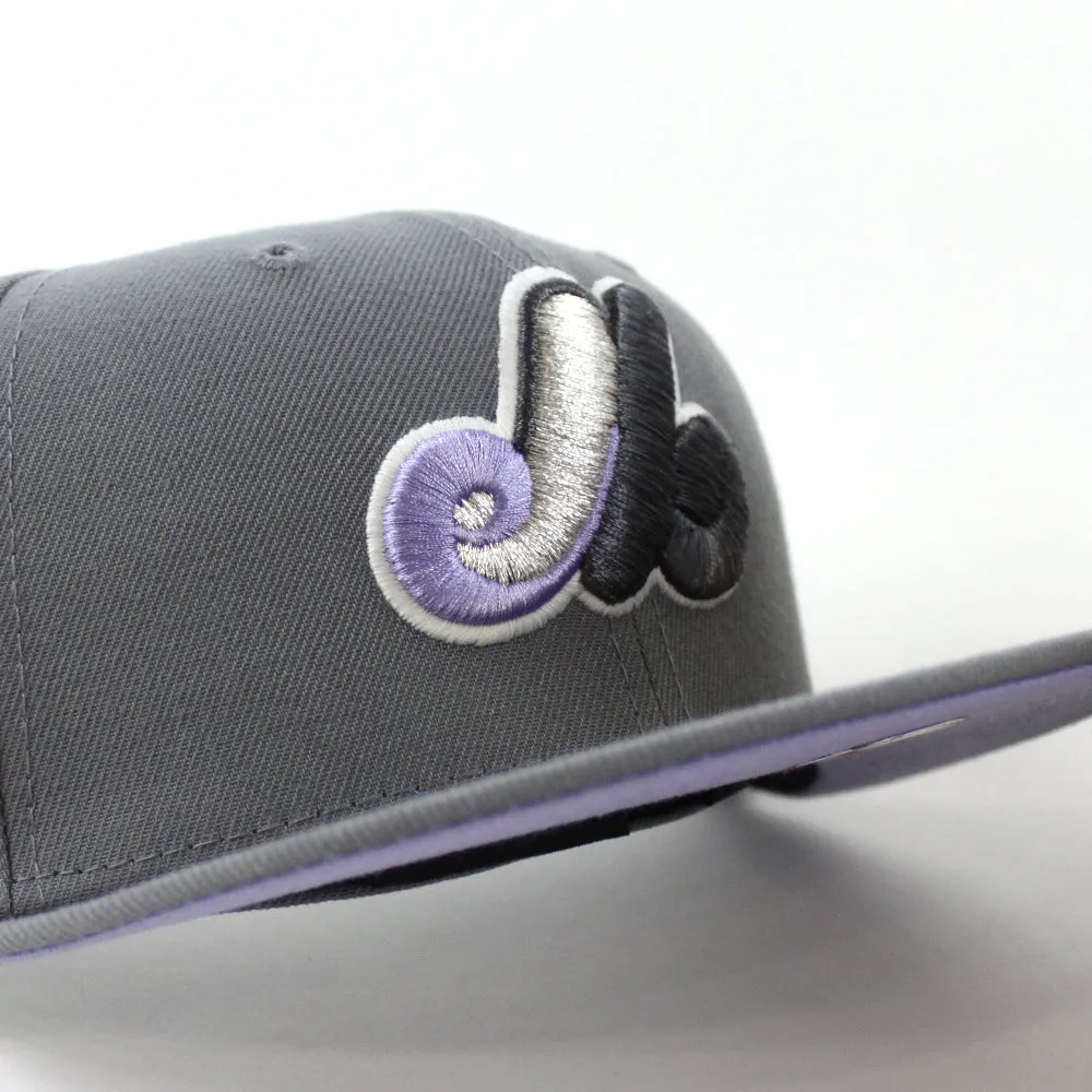 Montreal Expos 35th Anniversary New Era Fitted 59Fifty Hat (GITD Storm Gray Lavender Under Brim)