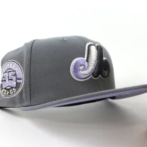 Montreal Expos 35th Anniversary New Era Fitted 59Fifty Hat (GITD Storm Gray Lavender Under Brim)