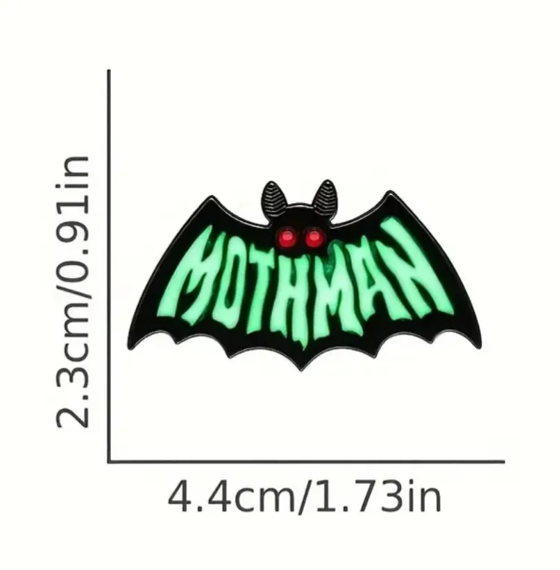 Mothman Glow In The Dark Mothman Enamel Metal Pin Badge Brooch Accessories For Backpack Clothes Coat Mothman Figure