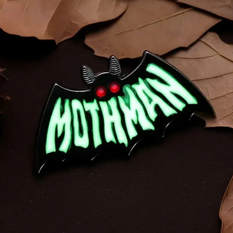 Mothman Glow In The Dark Mothman Enamel Metal Pin Badge Brooch Accessories For Backpack Clothes Coat Mothman Figure