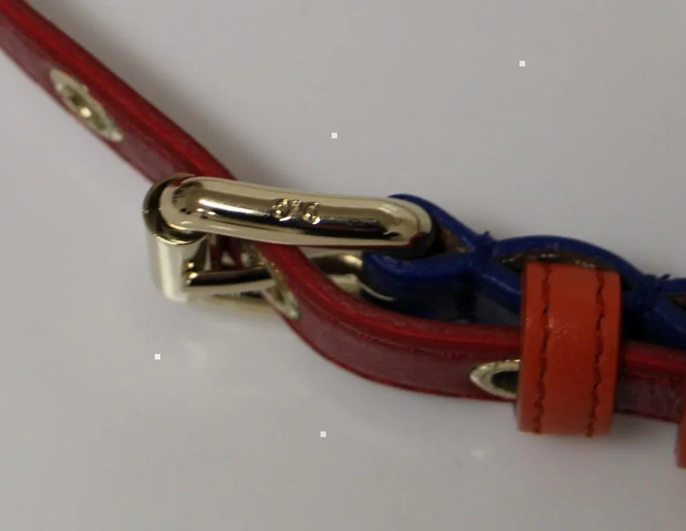 Multicolor leather logo belt