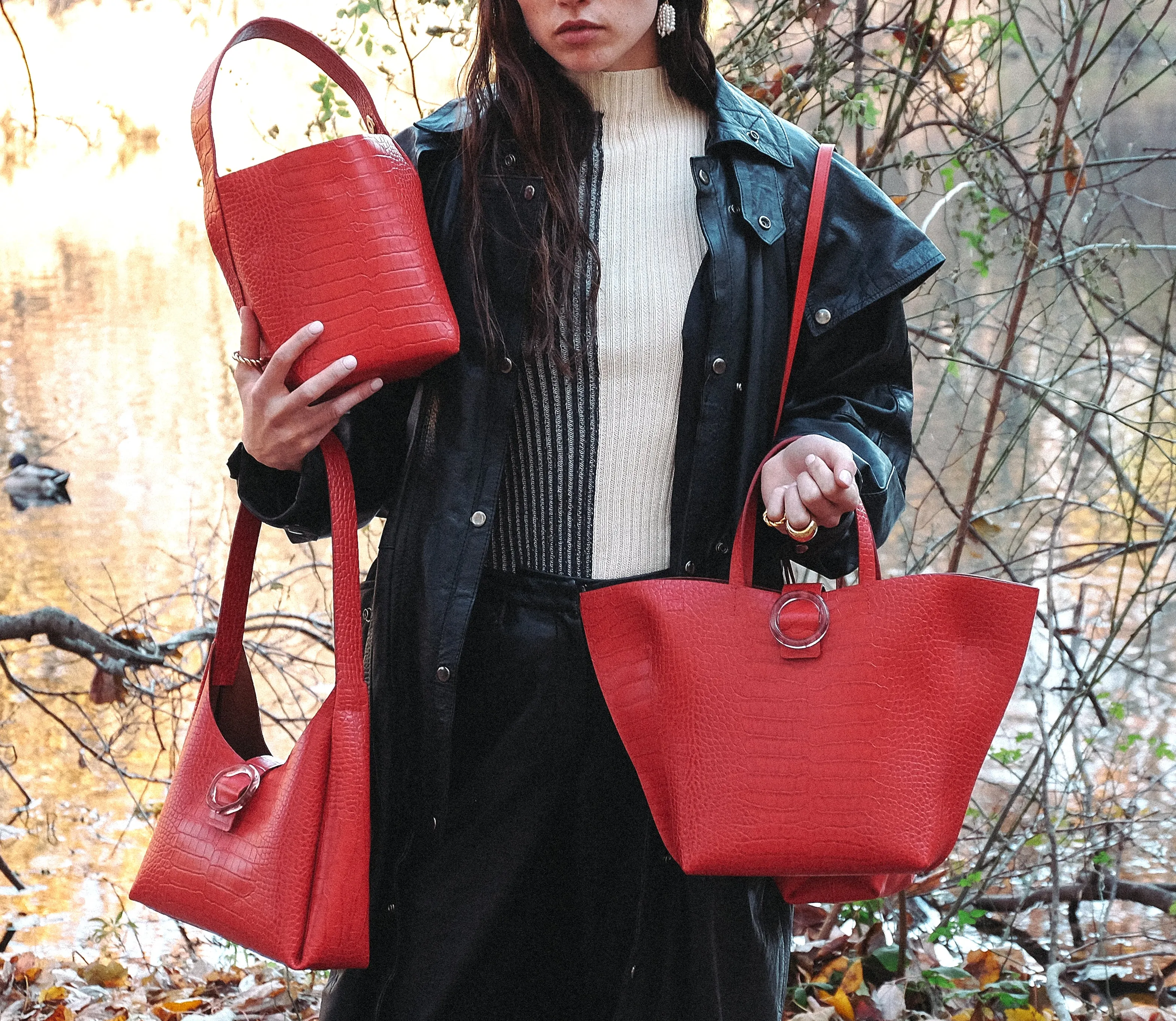 Nº53 Plis Tote - Rouge Croc