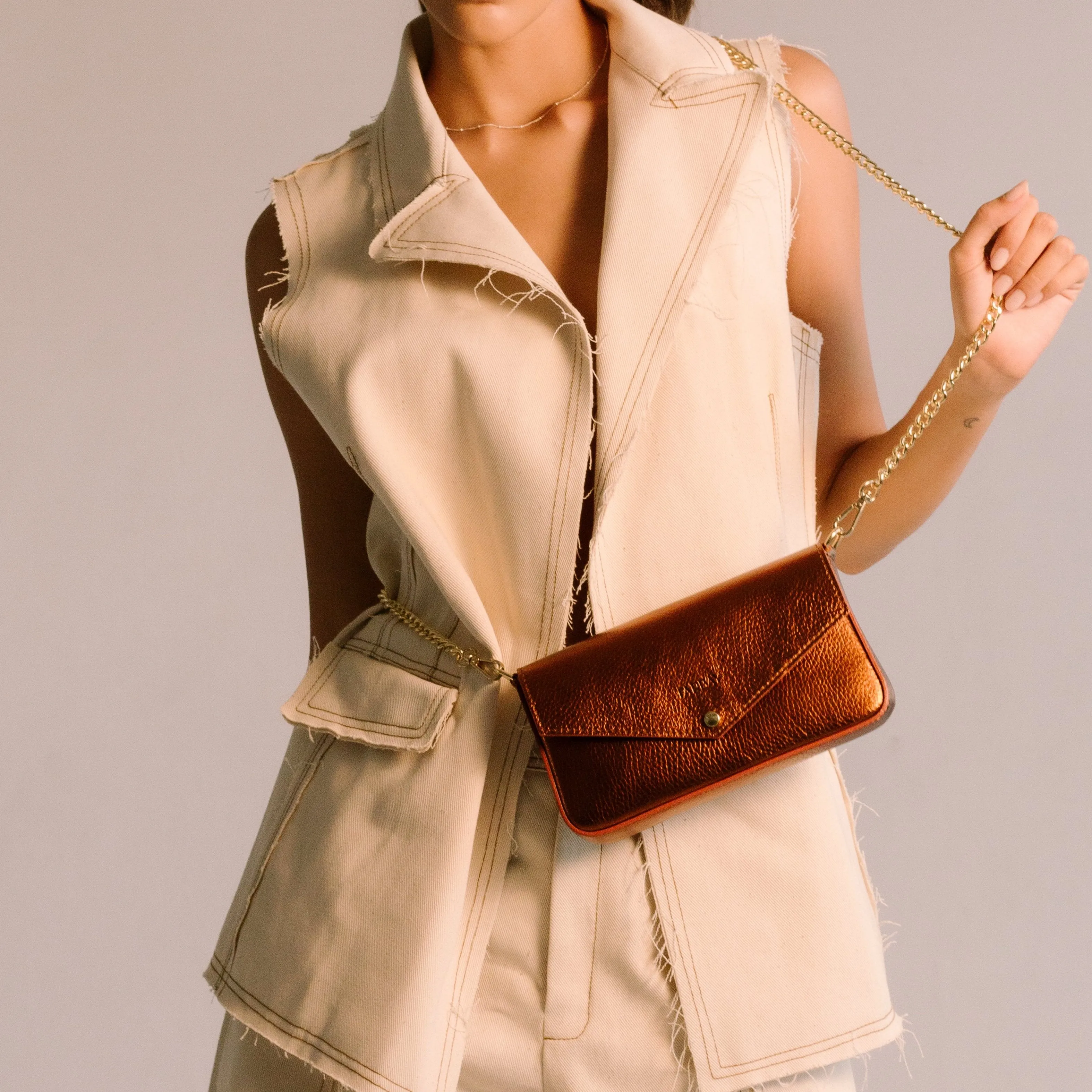 Nashira Clutch & Crossbody Bag - Copper