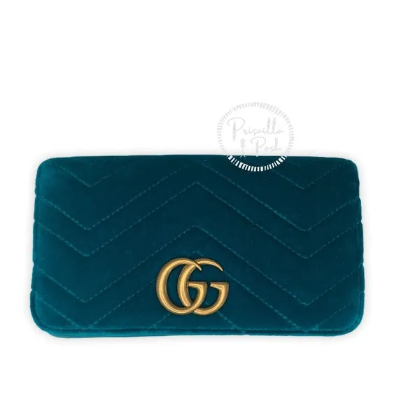 NEW GUCCI Marmont GG Velvet Mini Bag Teal