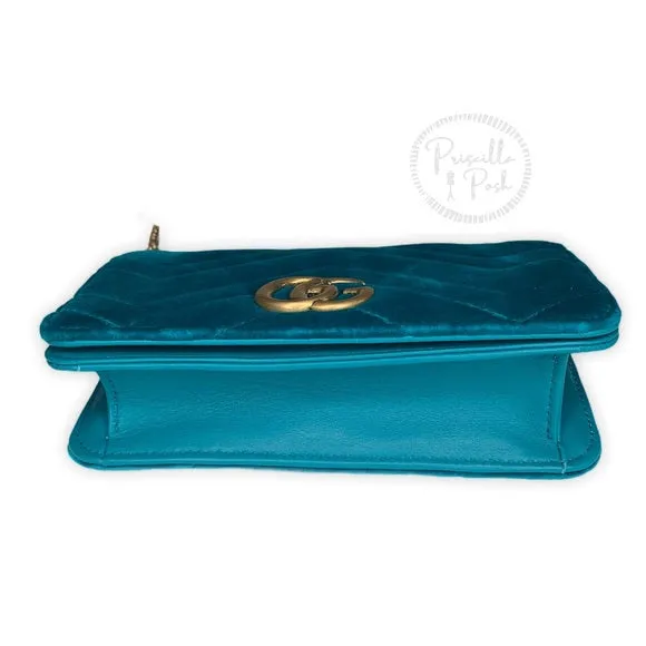 NEW GUCCI Marmont GG Velvet Mini Bag Teal
