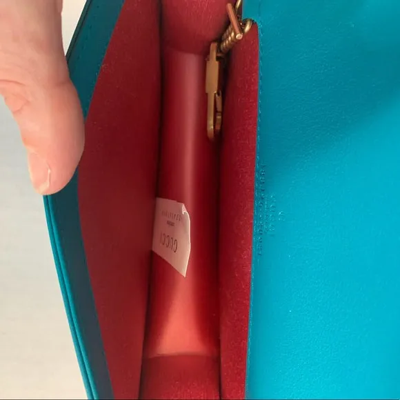 NEW GUCCI Marmont GG Velvet Mini Bag Teal