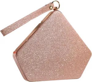 NEW Retails $55 CORIOS Women Evening Bag Sequin Clutch Bag Bridal Wedding Purse Ladies Sparkly Handbag Glitter Pentagon Shoulder Bag, Color Champagne
