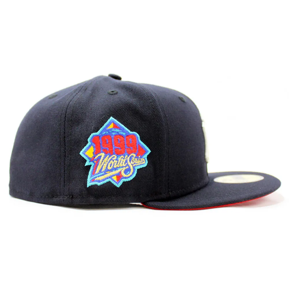 New York Yankees 1999 World Series New Era 59Fifty Fitted Hat (GITD Navy Red Under Brim)