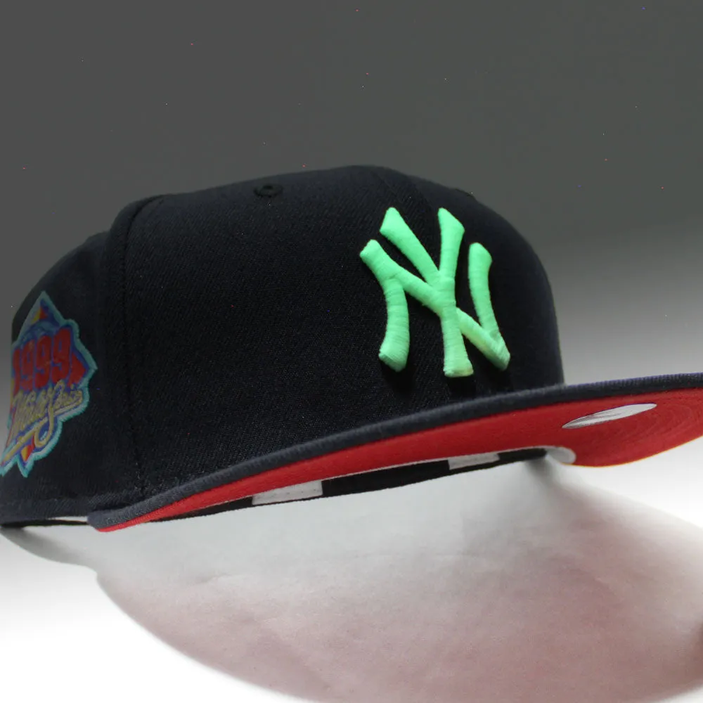 New York Yankees 1999 World Series New Era 59Fifty Fitted Hat (GITD Navy Red Under Brim)