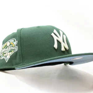 New York Yankees 2000 World Series Side Patch New Era 59Fifty Fitted Hat (GITD Mountain Green Sky Blue Under Brim)