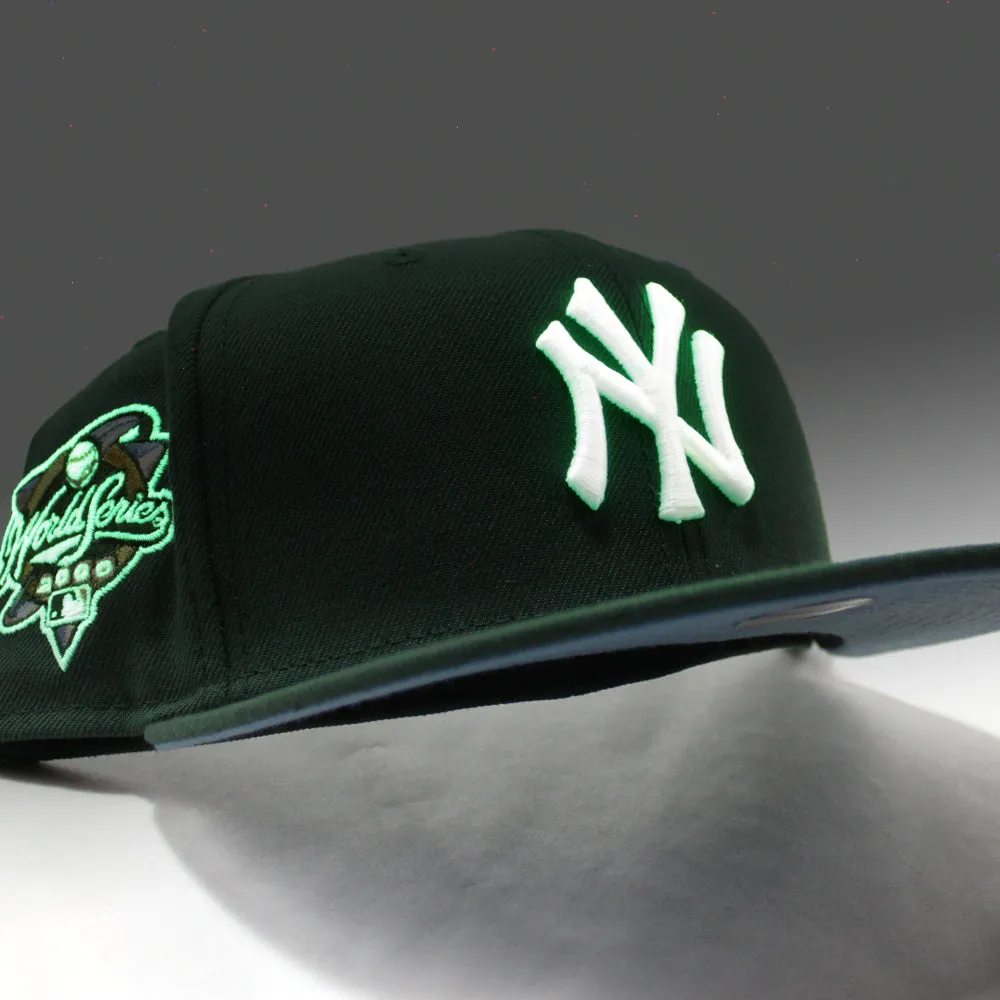 New York Yankees 2000 World Series Side Patch New Era 59Fifty Fitted Hat (GITD Mountain Green Sky Blue Under Brim)