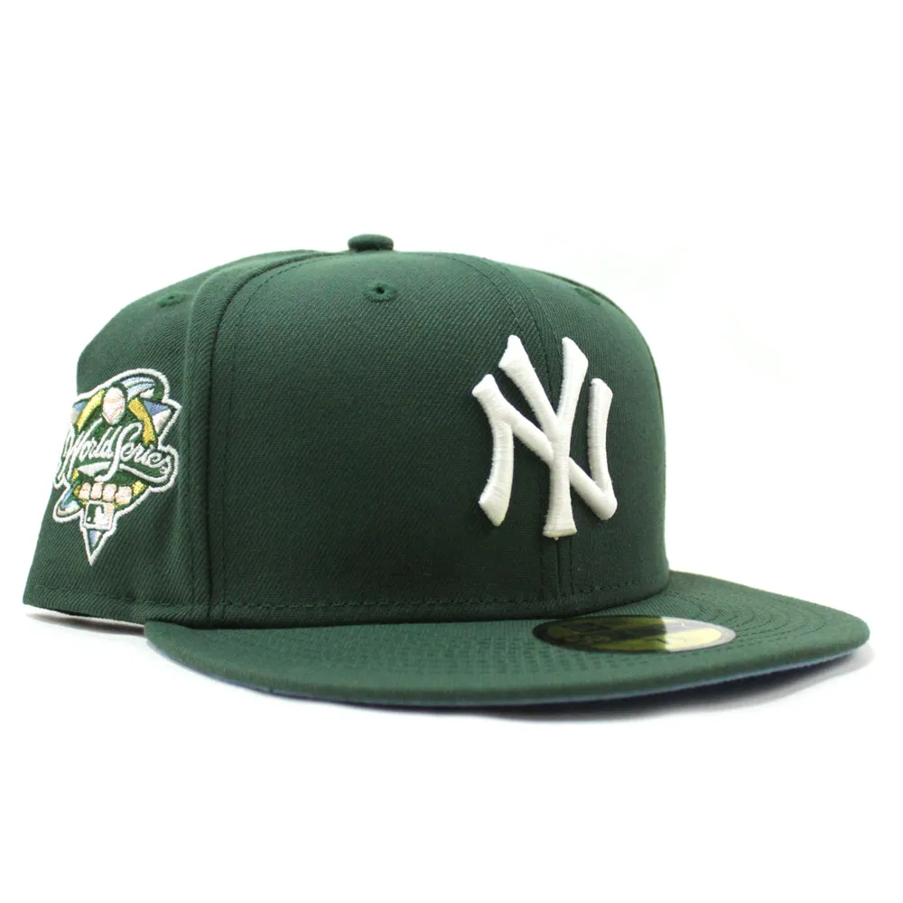 New York Yankees 2000 World Series Side Patch New Era 59Fifty Fitted Hat (GITD Mountain Green Sky Blue Under Brim)