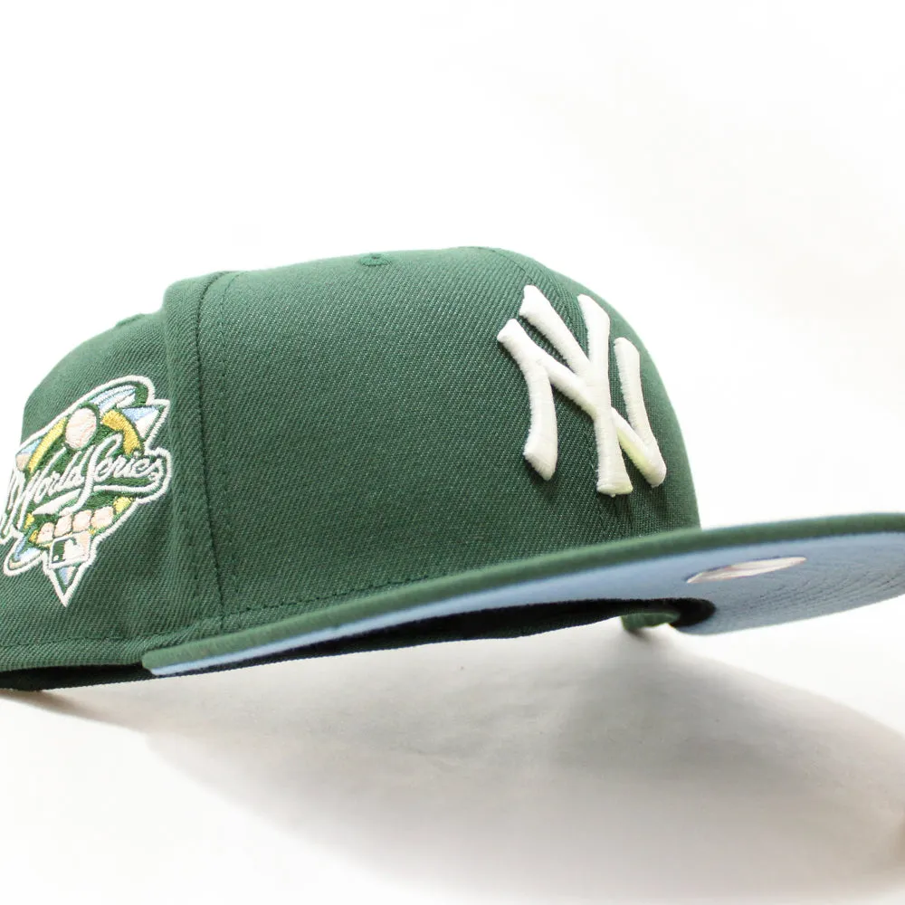 New York Yankees 2000 World Series Side Patch New Era 59Fifty Fitted Hat (GITD Mountain Green Sky Blue Under Brim)