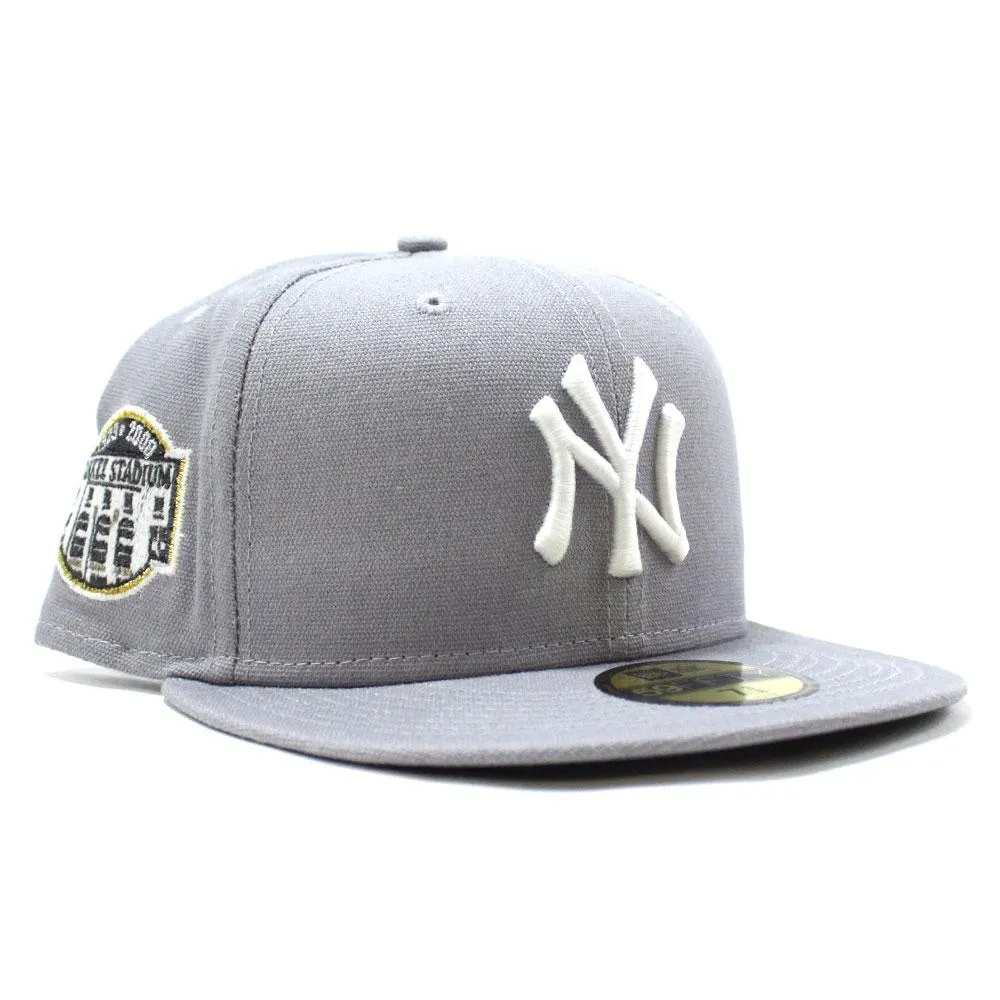 New York Yankees Stadium Patch New Era 59Fifty Fitted Hat (Glow in the Dark Gray Cotton Canvas 3M Reflective Under Brim)