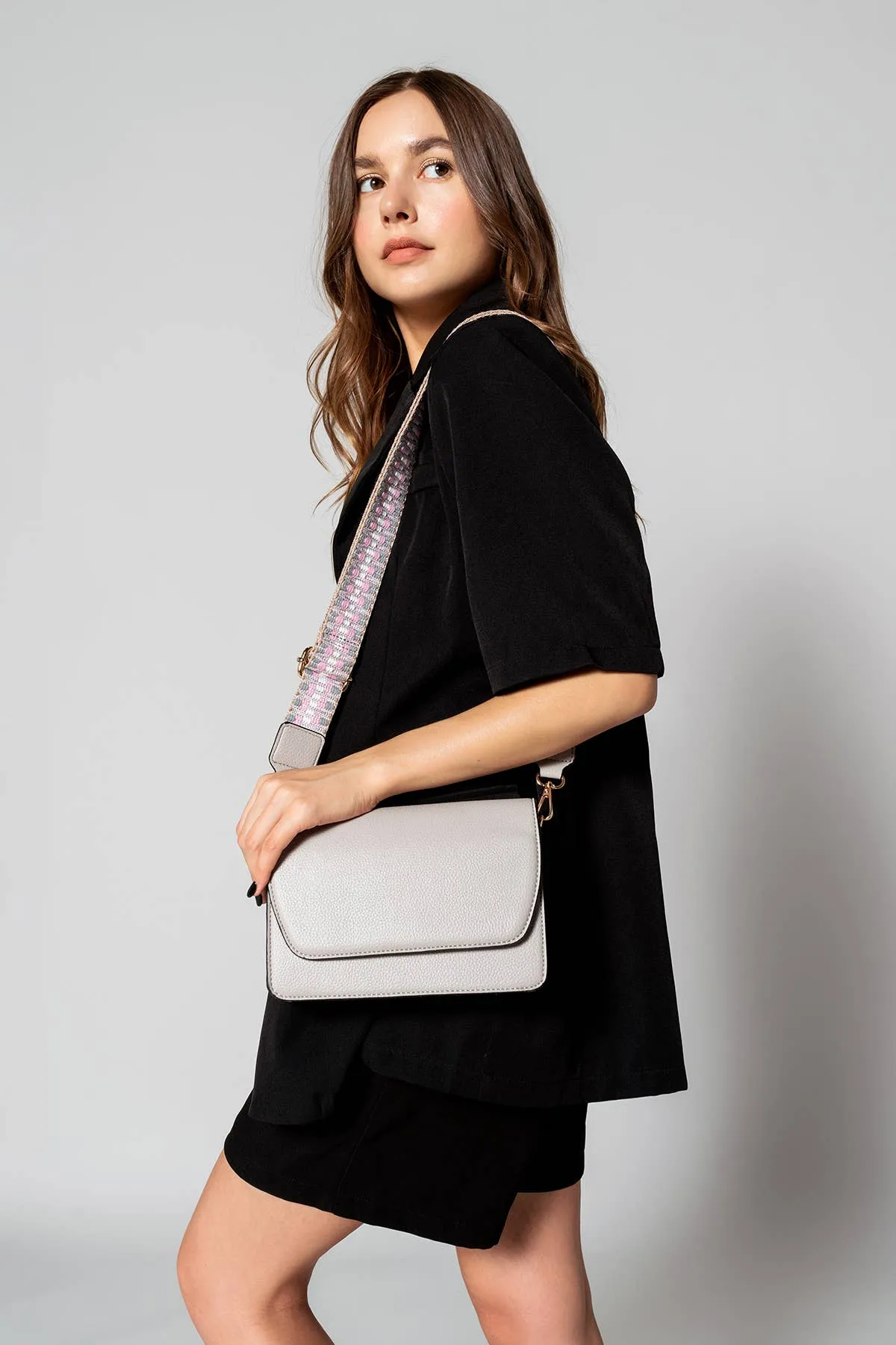 Noah Flapover Crossbody w/ Guitar Strap: Black