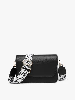 Noah Flapover Crossbody w/ Guitar Strap: Black