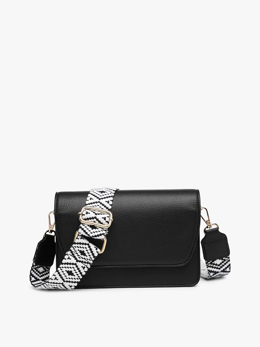 Noah Flapover Crossbody w/ Guitar Strap: Black