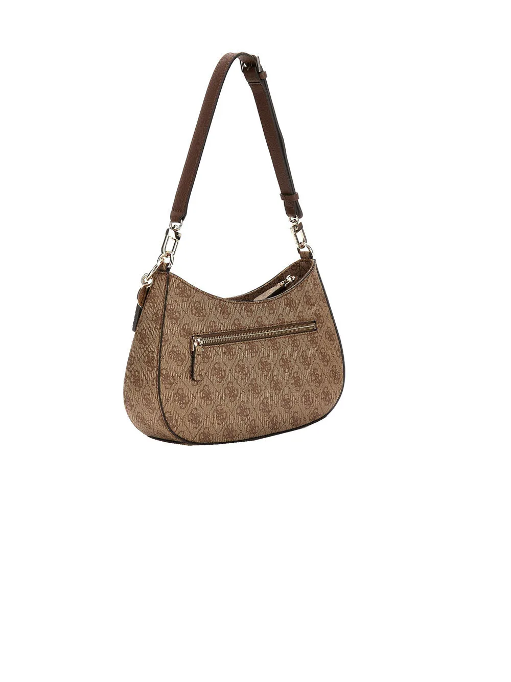 Noelle Top Zip Shoulder Bag - Latte Logo Brown