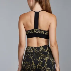 Noli Yoga Reflective Cobra Sports Bra t-back top Gold/Black Medium 6-8 NWT