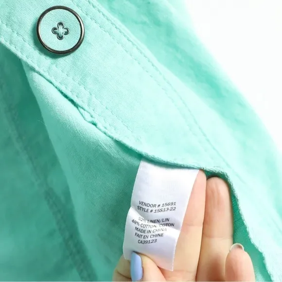 Northern Reflections linen cotton blazer jacket M medium mint green sea foam