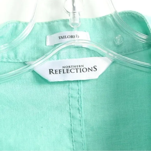 Northern Reflections linen cotton blazer jacket M medium mint green sea foam