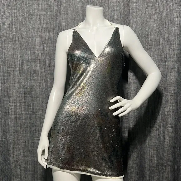 NWOT Free People Double Take Printed Sequin Mini Dress XS