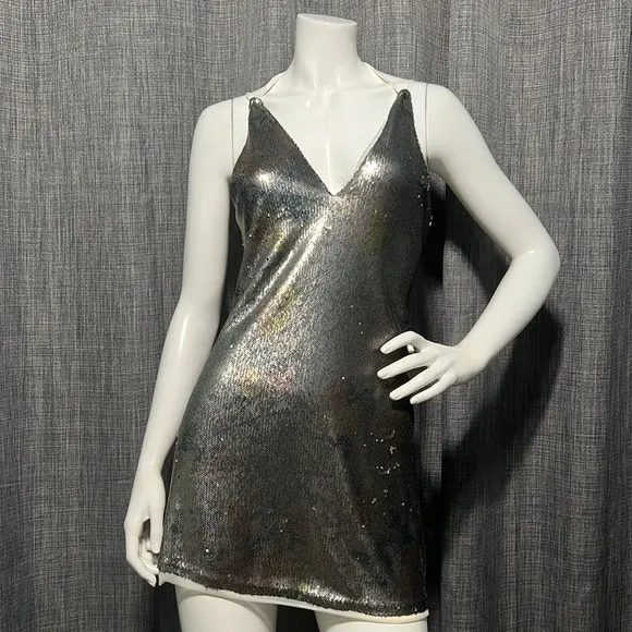 NWOT Free People Double Take Printed Sequin Mini Dress XS